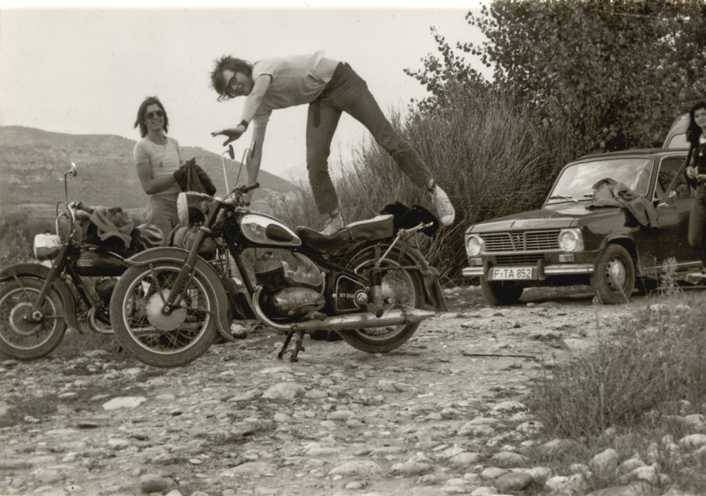 From a journey without a camera - DKW RT 250/2 (right) and Adler M 250 in Alfarras, Catalonia, 1972
