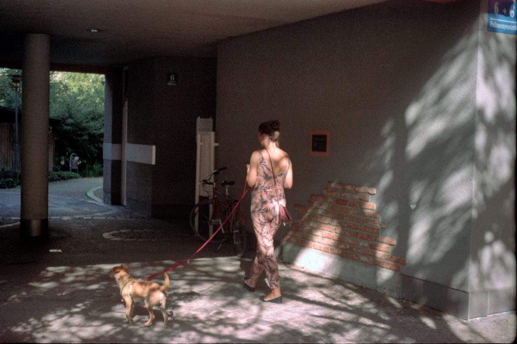 Frau mit Hund, Braun Super Paxette II BL mit Zeiss Tessar 1:2.8/50mm